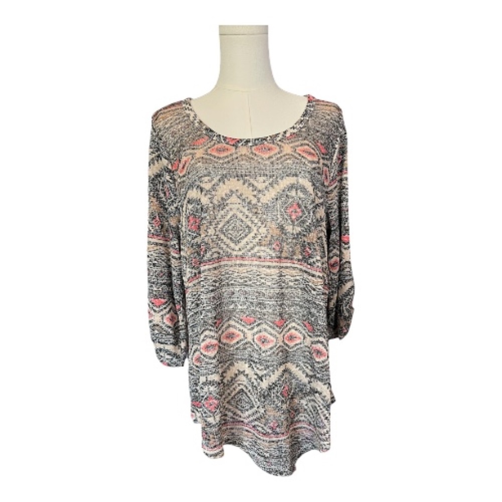 GUC Absolutely Famous multicolor abstract print top – size 1X